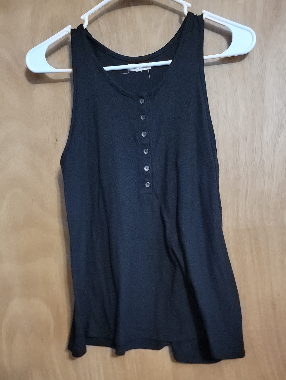 Maurices Black Henley Tank Top with Button Placket